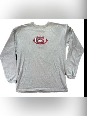 University of Arkansas Razorbacks Football Long Sleeve T Shirt Men's Medium Gray